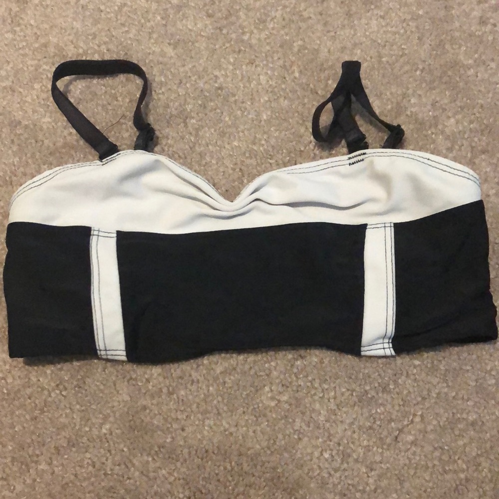 Black and white sports bra